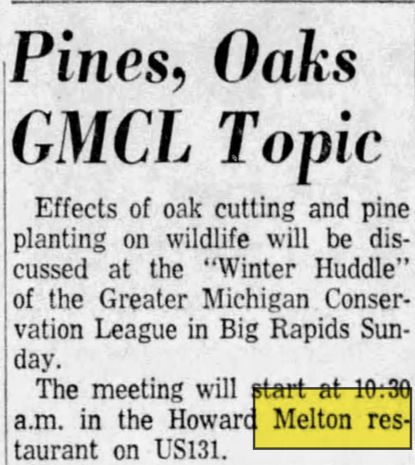 Howard Meltons Restaurant - Jan 12 1962 Article